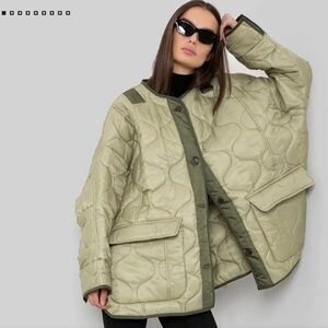 The Frankie Shop TEDDY QUILTED JACKET - MOSS GREEN -XS/S